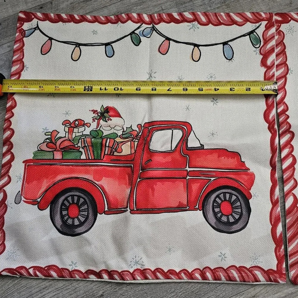 2 Decorative Holiday Christmas Tree And Truck Pillow Covers 17” NWOT - Picture 4 of 6